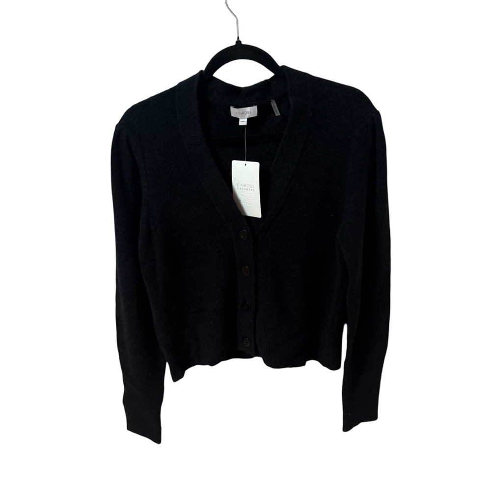 NEW Kinross Stretch Boucle Button Cardigan Cashmere & Cotton Blend - M - Picture 2 of 12